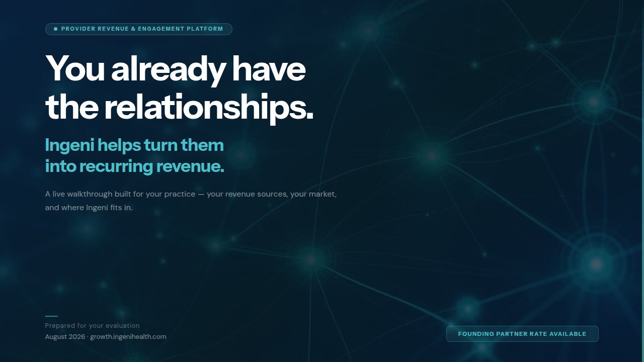 Provider Revenue & Engagement Deck — slide 1